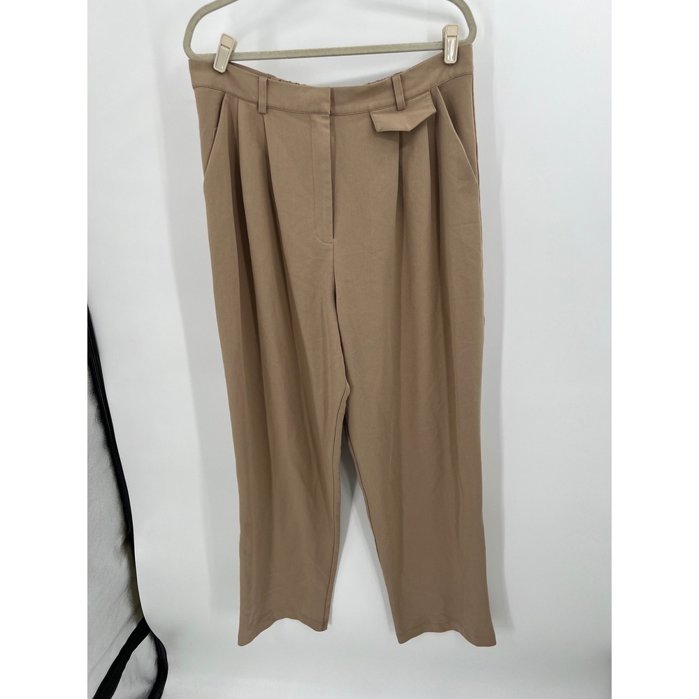 Great‎ Jones Tan Khaki Pleated Tapered Trousers Size 14 Elastic Back 1001930007